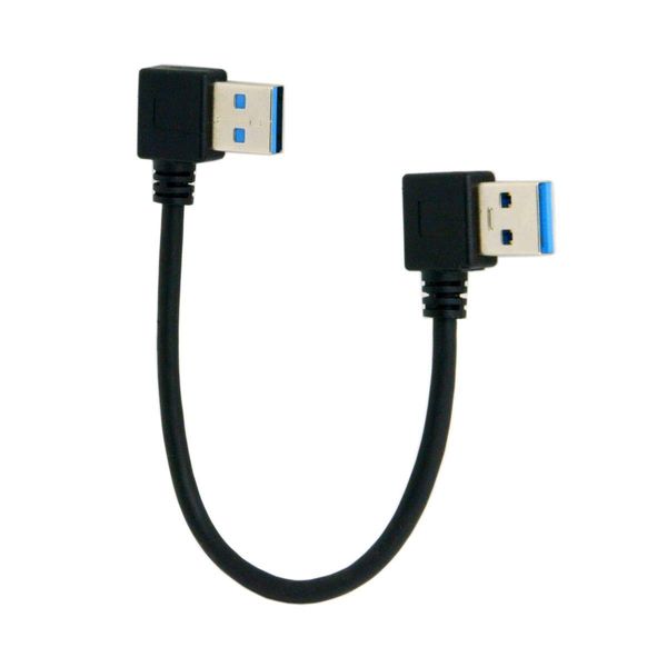 cablecc USB 3.0 Type A Male 90 Degree Left Angle to USB 3.0 A Type Right Angle Extension Cable
