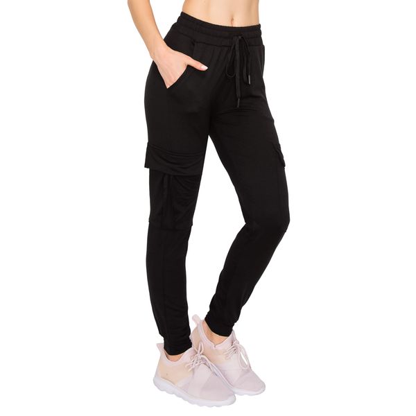 ALWAYS Cargo Jogger Pants for Women - Super Soft Casual Lounge Sweatpants Black L