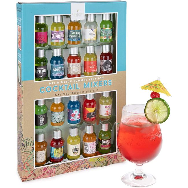 Thoughtfully Cocktails, Natural Cocktail Mixer Gift Set, 15 Classic Flavors  Include Mojito, Pina Colada, Peach and More, Set of 15, Contains NO