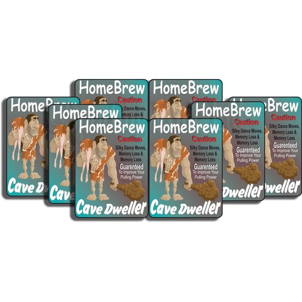 Cave Dweller Home Brew Waterproof Labels, 8 Pack