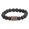 Beaded Bracelet "Black Lava" "Beste Mama", Wood, without stone
