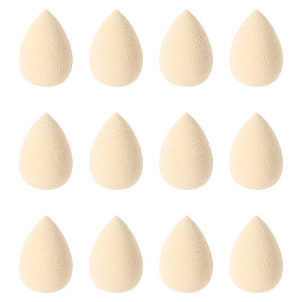 Set di 12 Spugnette Trucco Beauty Blender Spugnetta fondotinta Lavabili Senza Lattice Spugna Cosmetica per Liquidi Creme e Polveri Nero Beige (beige)