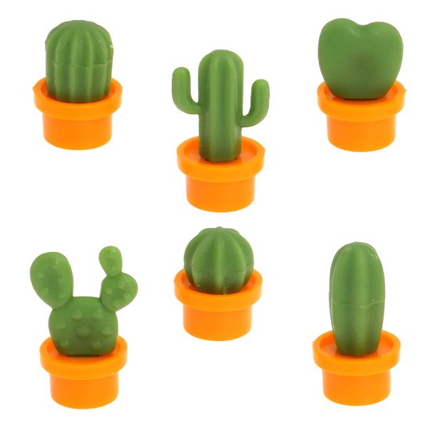 DBOO 6 Pack Cactus Strong Magnets for Fridge 3D mini Fridge Magnets, Cute Decor Magnets for Whiteboard and Fridge, Creative Magnetic Stickers(Orange)