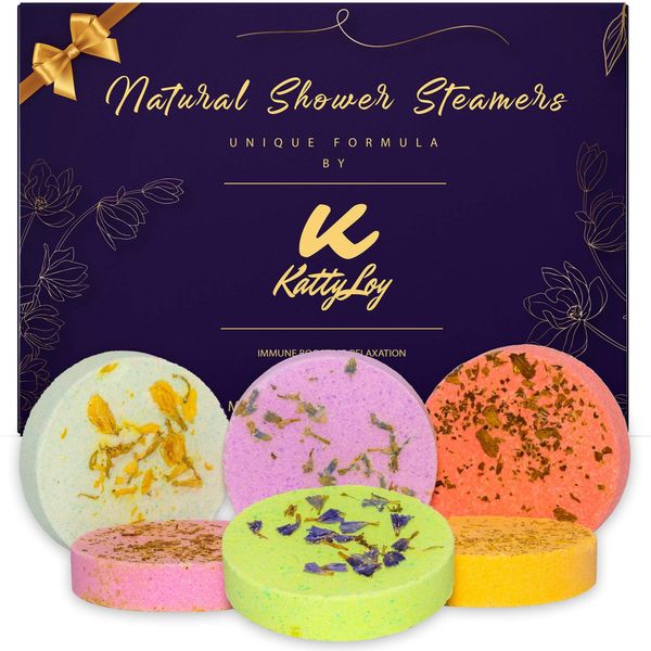 Katty Loy - Natural Shower Steamers Bath Bombs Fizzer Set - Luxury Home Spa - Gift for Women Her Girl Girlfriend Mum Nan Wife - Lavender Rose Mint - Novelty Birthday Present Christmas Stocking Filler