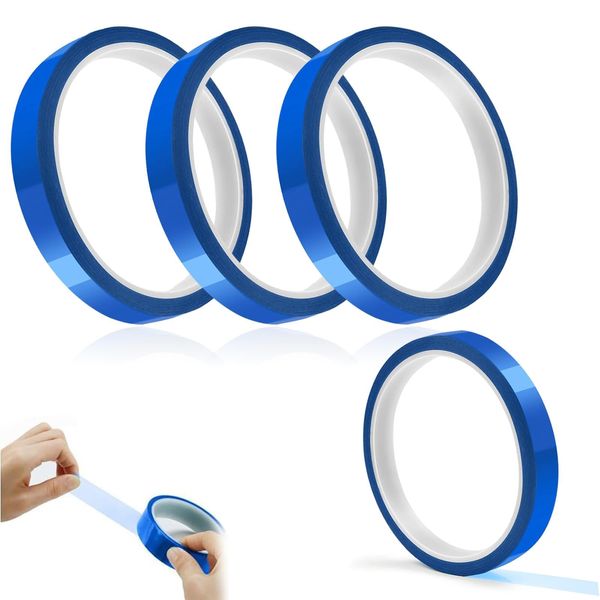 YALIYU Heat Resistant Tape, 4 Roll 10mm x 33m Blue Heat Tape, High Temperature Tape, Heat Tape Sublimation, Heat Proof Tape for Electric Task, 3D Printers, Solder, Painting and Packing Fixing