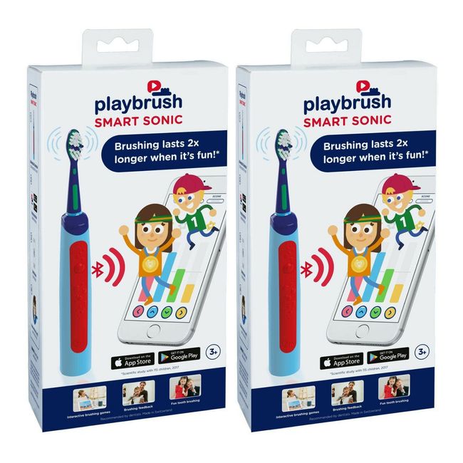 Playbrush Smart Sonic Kids Electric Toothbrush Blue and Red 2 Pack