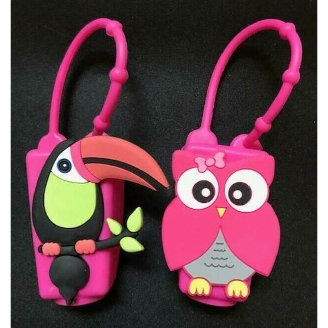 OWL & TOUCAN BIRD Hand Sanitizer Anti Bacterial Gel *HOLDERS ONLY* {SET OF 2}