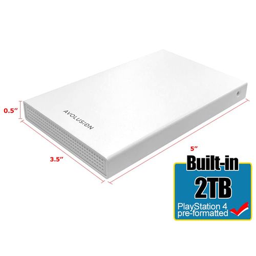 Avolusion HD250U3-WH 2TB USB 3.0 Portable External Gaming PS4 Hard Drive - White (PS4 Pre-Formatted) - 2 Year Warranty