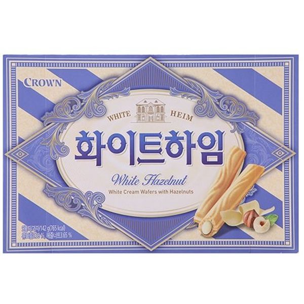 Crown Cream Filled Wafer Cookies with Hazelnut 142g (White, 1 Pack)