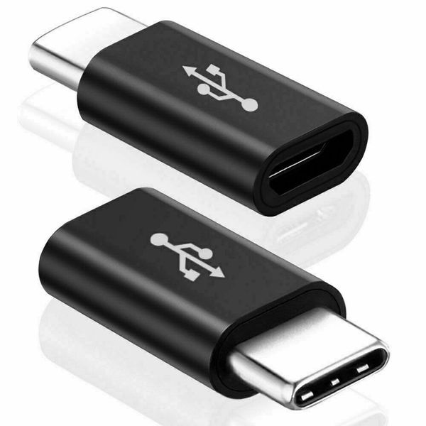 Micro USB to USB C Adapter, Type C to Micro USB Compatible for converter, android phone, micro camera, USB C power adapter, USB power bank, Tablets and other Type of Smartphones (2, Black)