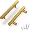 12pc Gold Brushed Square Kitchen Cabinet Handles Dresser Drawer Pulls 3.75" C/C