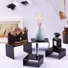Chuangdi 2 Sets Acrylic Display Risers, Jewelry Display Riser Shelf Showcase Fixtures (Black, Medium Set)