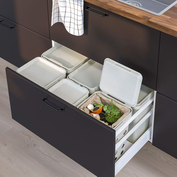 FINCHLEY Bin with lid for organic waste, light grey10 l
