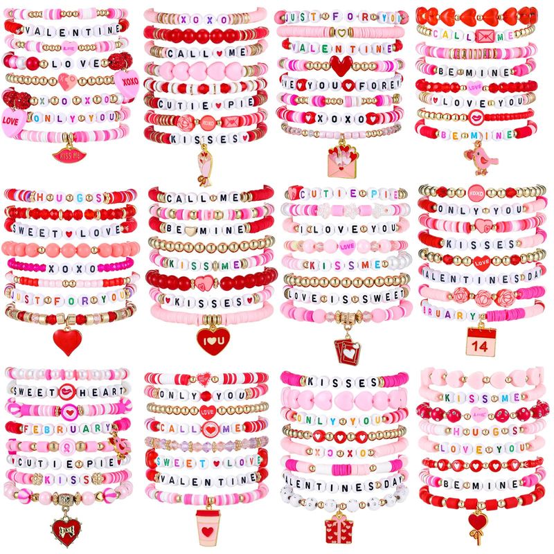 Ecally 96 Pcs Bee Clay Beaded Bracelets Bulk Rainbow Stackable Stretch ...