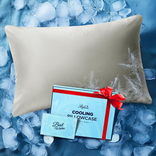 Ice Cooling Pillow Cases for Hot Sleepers, Stay Cool All Night, Smoother Than Silk Pillowcase, Luxurious Covers w/Hidden Zipper for Hair Skin, Birthday Gifts for Men Women Mom (Light Gray, Standard)