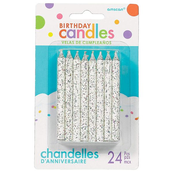 Amscan 170433 Glitter Spiral White Candles