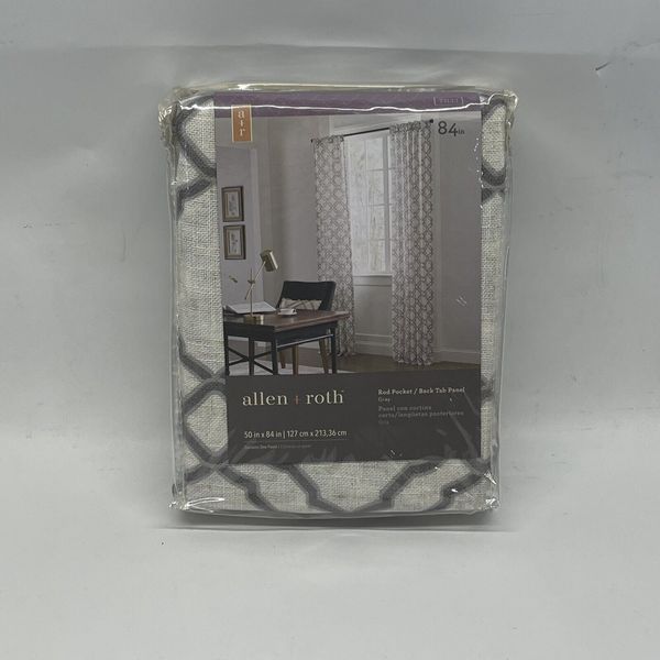 allen + roth 84-in Grey Light Filtering Back Tab Single Curtain Panel Tilli New