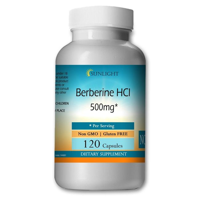 Berberine HCl 500mg Serving, 120 Capsules - Gluten Free & Non-GMO Great Price.