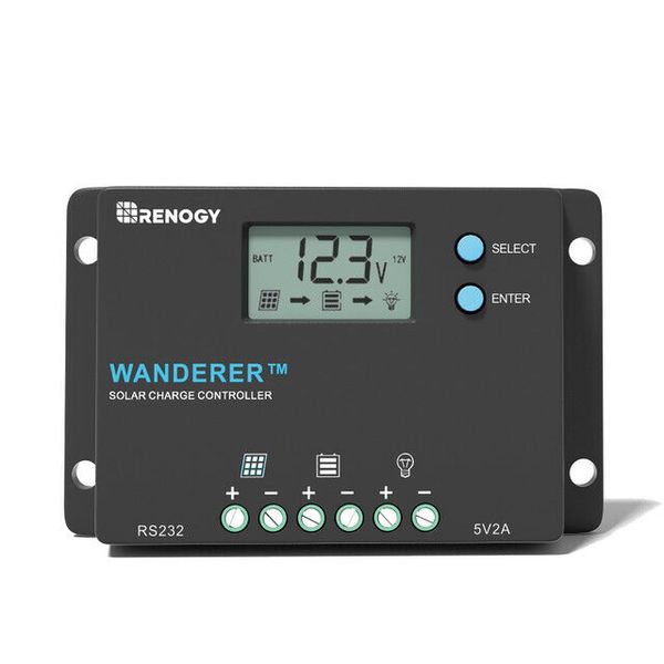 Renogy 10 Amp 12V/24V PWM Negative Ground Solar Charge Controller Compact Design