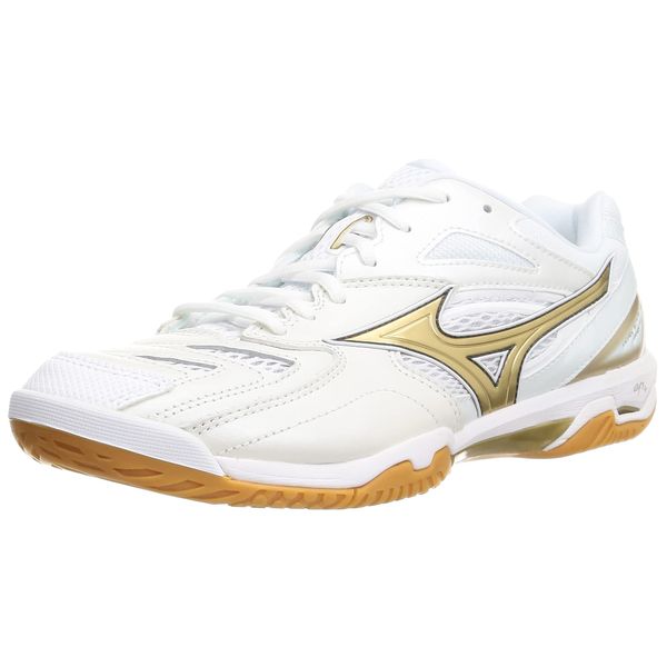 Mizuno Wave Fang PRO Badminton Shoes, white/gold