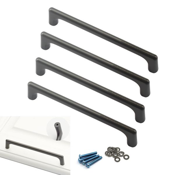 Zerniple 96mm Grey Handle Pull Solid Zinc Alloy Drawer Wardrobe Handle Pull Kitchen Cabinet Handle Cupboard Knobs (4 Pieces)