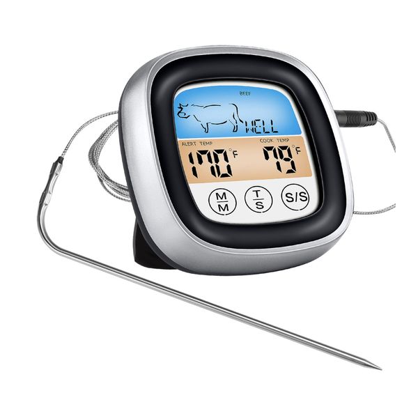 Digital Touchscreen Instant Read Food Meat Thermometer Probe Timer For Oven BBQ