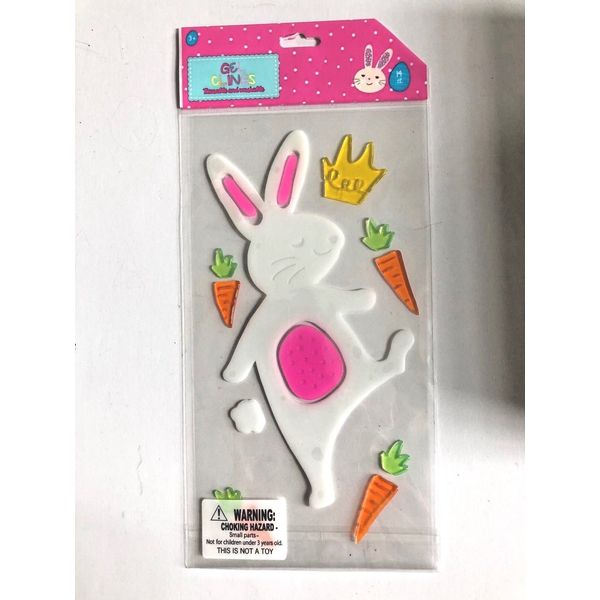 Easter bunny with carrots  Window Gel Sticker Cling Decorations classroom  decor