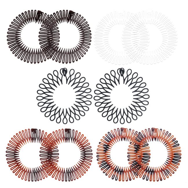 10Pcs Full Circular Stretch Comb Headband, Flexible Circle Comb, Non Slip Tooth Hairband, Flexible Stretch Hair Combs, Wavy Hairband, Hair Holder for Sport