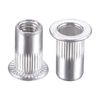 sourcing map M4 Rivet Nuts Aluminium Alloy Knurled Flat Head Threaded Insert Nut Silver 50pcs