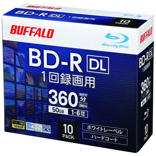 (Amazon.co.jp Exclusive) Buffalo RO-BR50V-010CW/N Blu-ray Disc BD-R DL Single Recording, 50 GB, 10 Sheets Case, Single Side, 2 Layer, 1-6 Time, Daiga Operation Confirmed, White Label