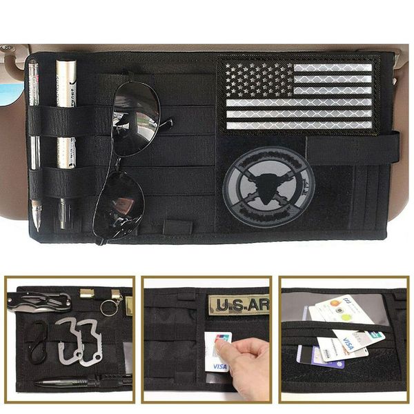Tactical Molle Visor Panel Organizer Car Sun Visor Cover Accessories Storage Bag