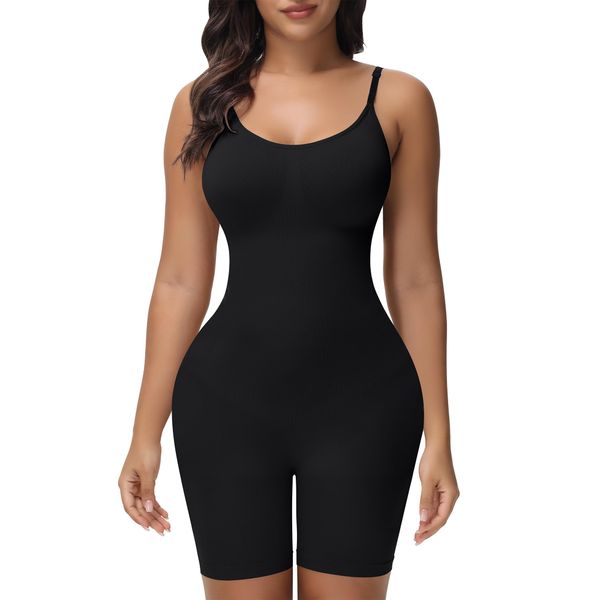 Shapewear Tummy Control Bodysuits for Women Seamless Sculpting Butt Lifter Body Shaper Black L