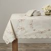 Violet Linen Renaissance Embroidered Design Tablecloth Beige 70" X 88"