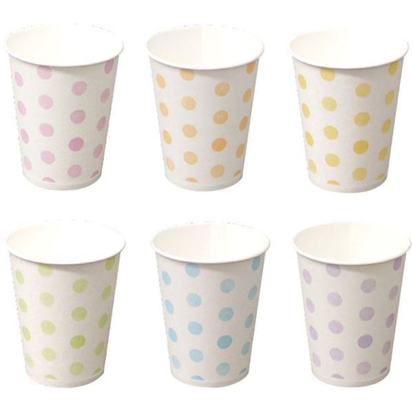 Daikoku Industry 6403461 Fresh Mate Paper Cups, Polka Dot, 9 oz, 50 Pieces, 6 Colors Assortment