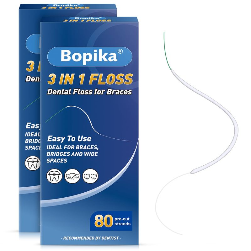 Bopika Dental Floss for Braces, 3 in 1 Ultimate Floss, Floss Threaders ...