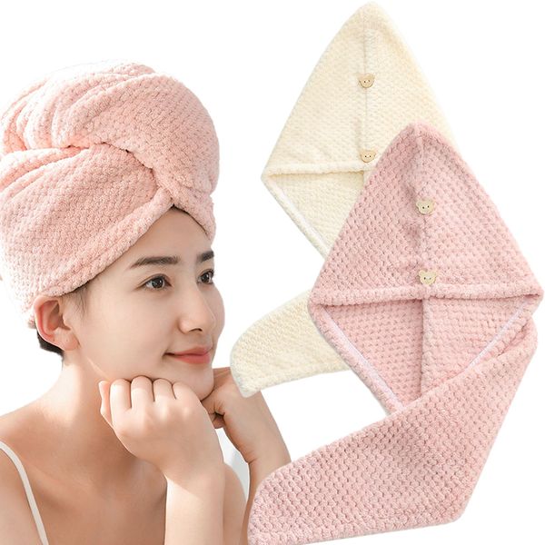 Hair Dry Towel, Dry Cap, Set of 2, Extra Thick, Quick Drying, Ultra Absorbent, Lightweight, Fluffy, Texture, Super Soft, Hair Care, Hair Towel, Hair Drying, Fluffy, For Long Hair, Hair Turban, Shower Cap, Bathtub, Facial Wash, Bath Supplies, Adults, Child