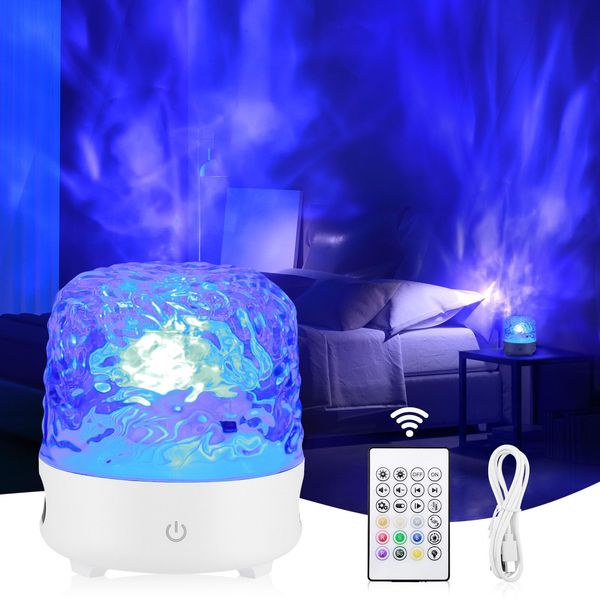 QCXWCJWD Galaxy Projector Light, Ocean Wave Ceiling Projector Sensory Light with 16 Colors, Aurora Projector Night Lights for Kids, USB Bluetooth Speaker Star Projector Night Lamp for Bedroom