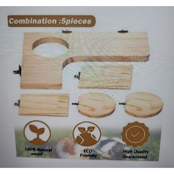 5 Pcs Hamster Cage Platform Wooden Accessories Chinchilla L-Shaped Round