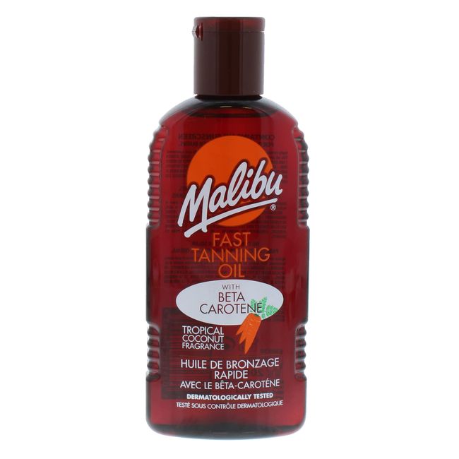 Malibu Sun bronzlaşma yağı, suya dayanıklı, beta karotin ve tropik Hindistan cevizi kokusu, 200 ml