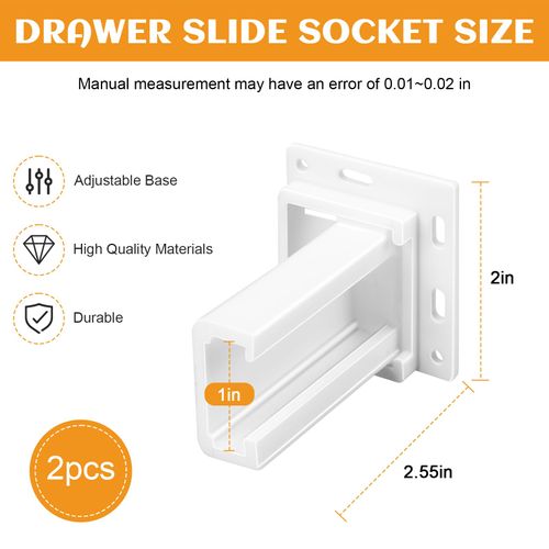 Drawer Slides Sockets Set RV Drawer Rail Bracket, Drawer Hardware for 1'' Slide Channel, Cabinet Drawer Slides, Drawer Rails, C-Shaped Adjustable Base, RV Cabinet Hardware, Included Screws