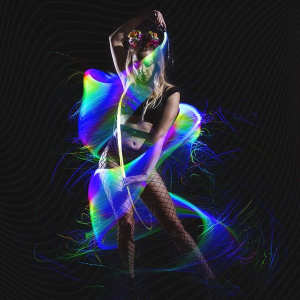 GloFX Space Whip Remix 35 Colors 100+ Modes | Programmable Led Fiber Optic Whip for Dancing 360° Swivel | Rave Accessories for Parties, Light Shows, EDM Music Festivals Pixel Flow Lace Dance Festival