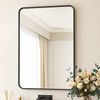 Black Bathroom Mirror, 22X30 Inch Rounded Rectangle Matte Framed Wall Mounted Mi
