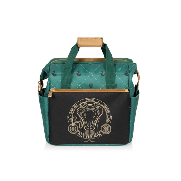 PICNIC TIME Harry Potter Slytherin On The Go Lunch Cooler, Soft Cooler Lunch Box, Insulated Lunch Bag, (Black with Green Accents), 10 x 6 x 10.5