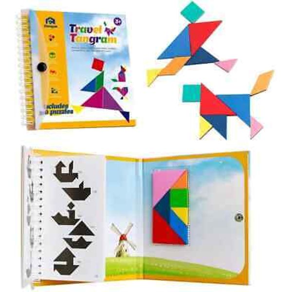 Magnetic Travel Tangram Book STEM Game Puzzle Shape Kids 3+ IQ Educational Toy