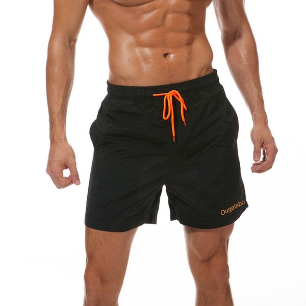 Ougelebo Badehose Herren Badeshorts Herren Kurz Schnelltrocknend Männer Schwimmhose Herren Strandshorts Swim Shorts Trunks Men Schwarz M