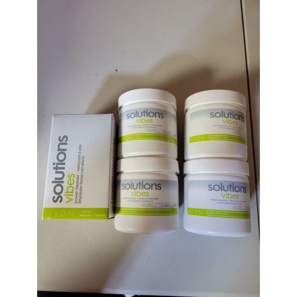 Avon Solutions Vibes Cleansing Pads 14ct Lot of 4 + Power Cleanser Device