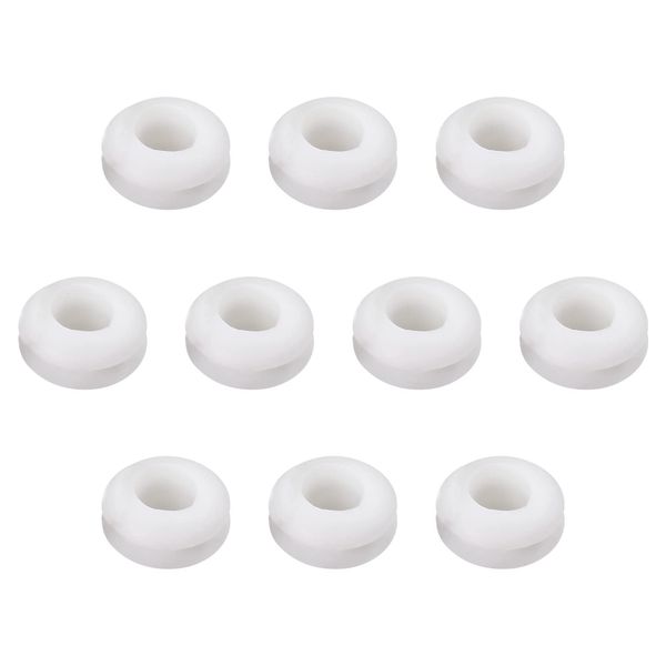 Rebower Rubber Gasket Flexible Wire Plug - 6mm Mounting Diameter / White / 50 Pieces