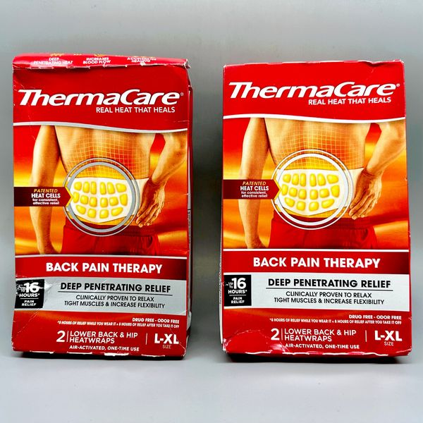 ThermaCare Lower Back & Hip L-XL Pain Relief Heat Wraps, 2 CT each x 2 PACK