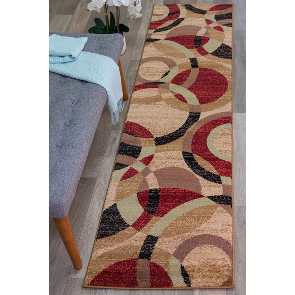 Rugshop Runners Geometric Circles Hallway Runner Rug Washable Kitchen Rugs 2x7