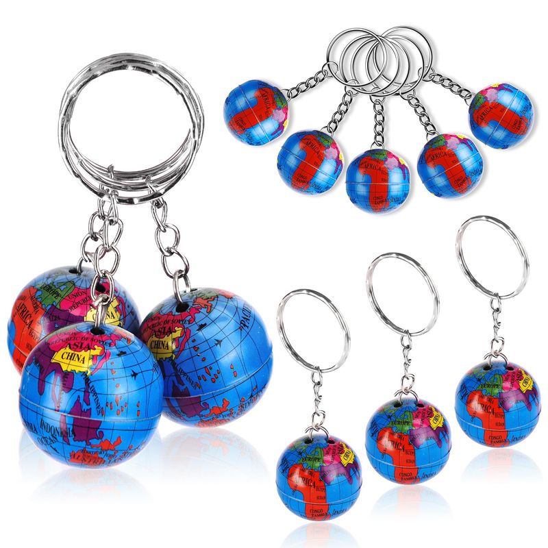 PROLOSO 48 Pcs Globe Keychains Bulk for Kids World Planet Earth Theme ...